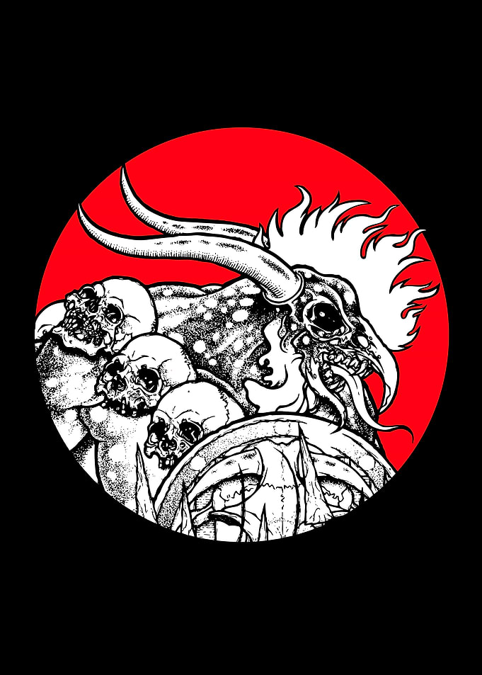 Dark Fantasy Horned Demon Illustration