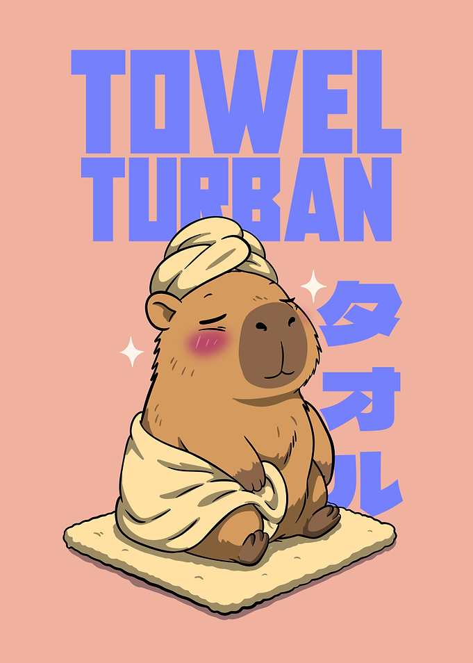 Cute Capybara with Towel Turban