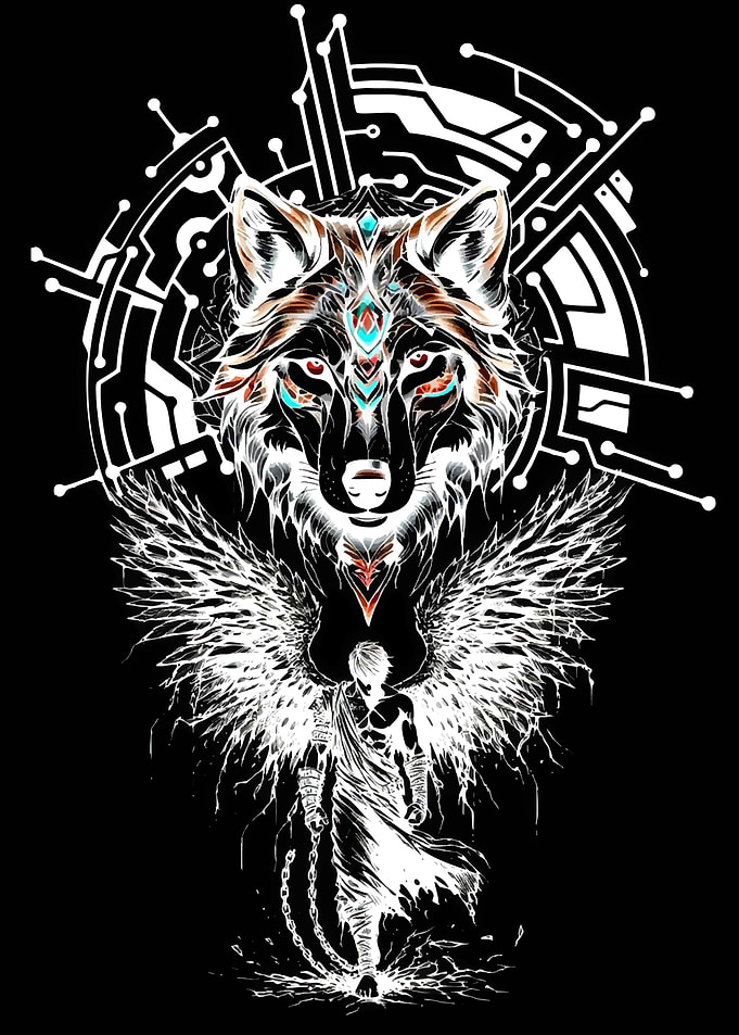 Cybernetic Wolf and Winged Warrior