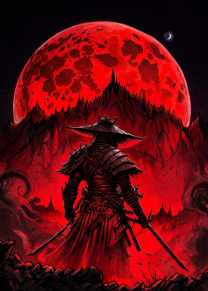 Samurai Under a Blood Moon