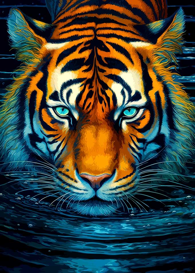 Vibrant Tiger Emerging from Water
