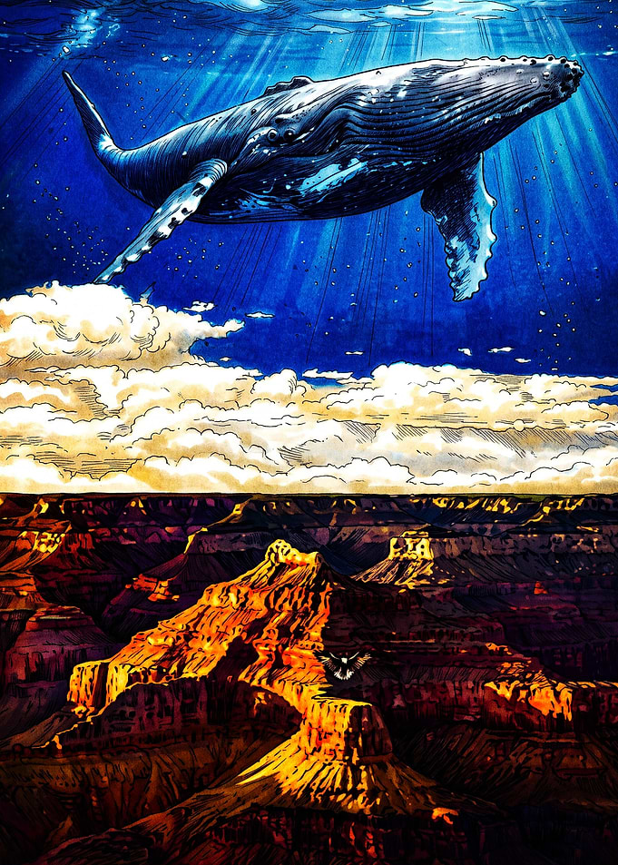 Surreal Whale Above Grand Canyon