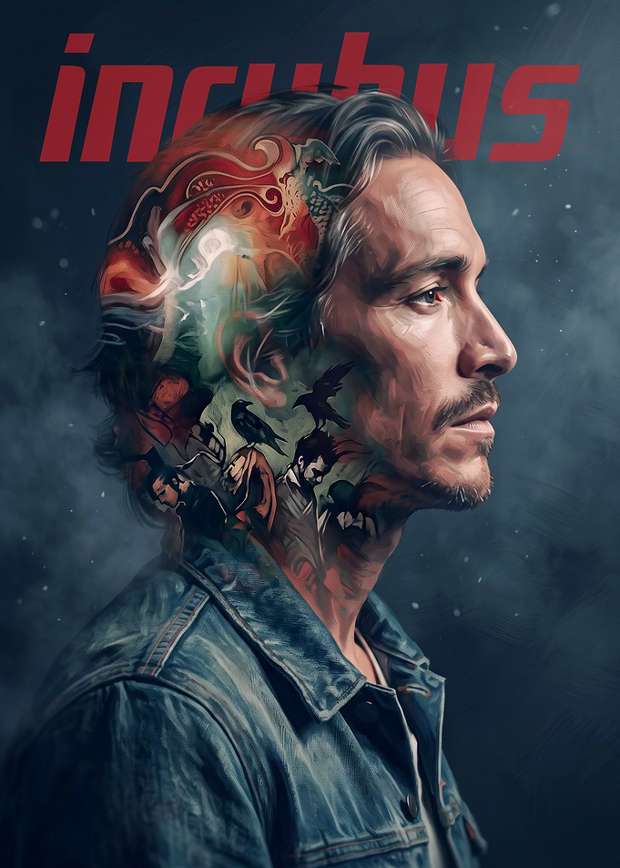 Incubus Brandon Boyd Portrait Poster