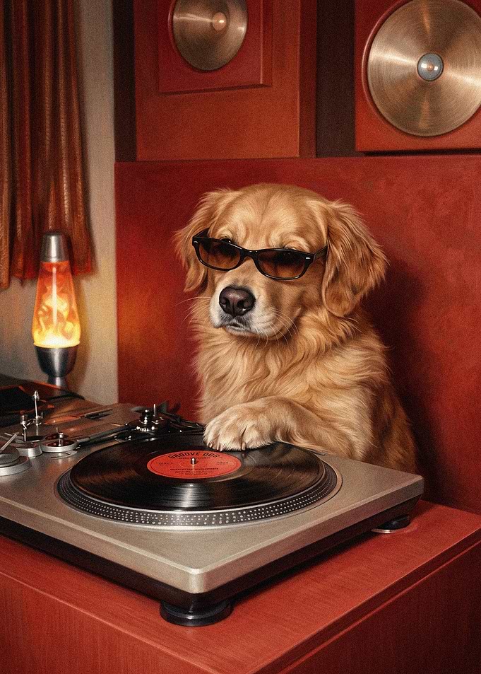 Cool Golden Retriever DJ