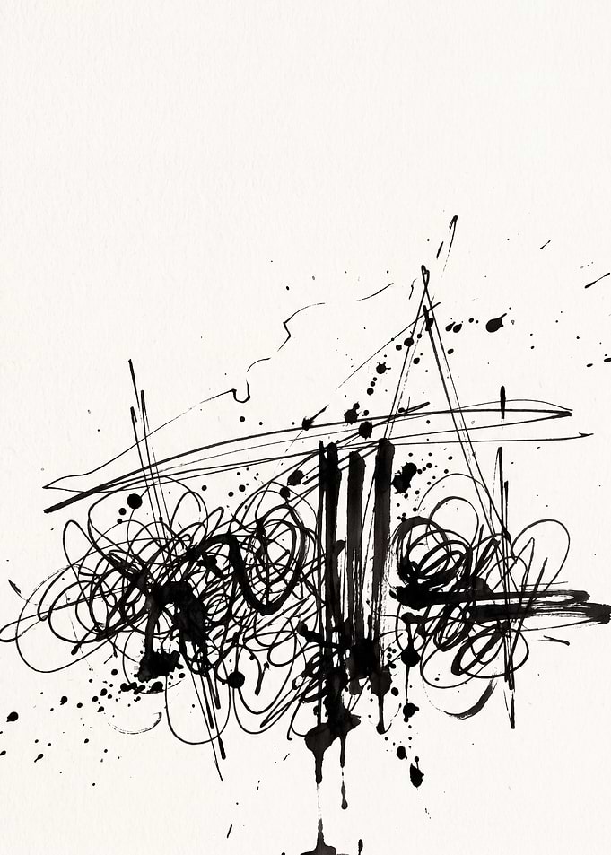 Abstract Black Ink Calligraphy Art