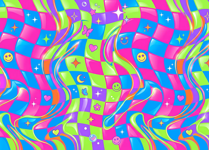 Y2K Retro Groovy Checkerboard Pattern