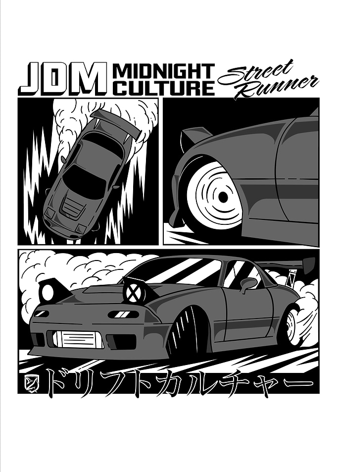NA Miata Drifting Comic Book Spread (Dark Gray)