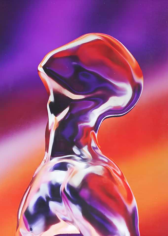 Abstract Liquid Chrome Humanoid Silhouette
