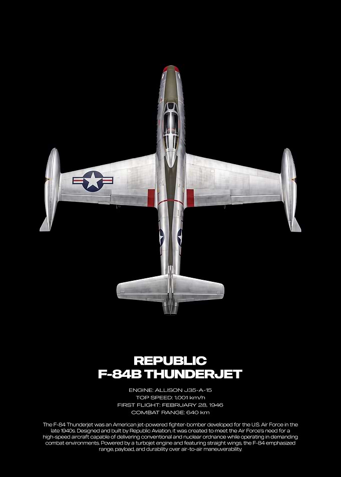 Republic F-84B Thunderjet Technical Poster