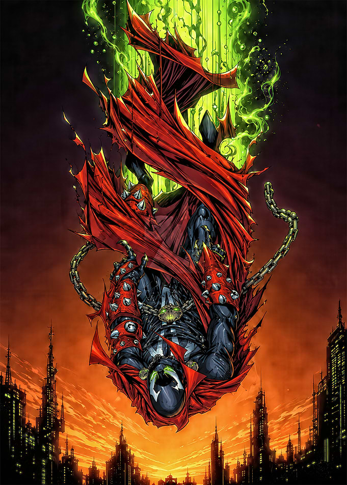 Spawn Falling Over Cityscape