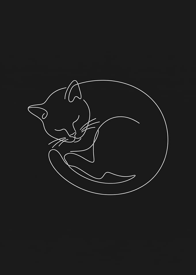 Minimalist Sleeping Cat Line Art