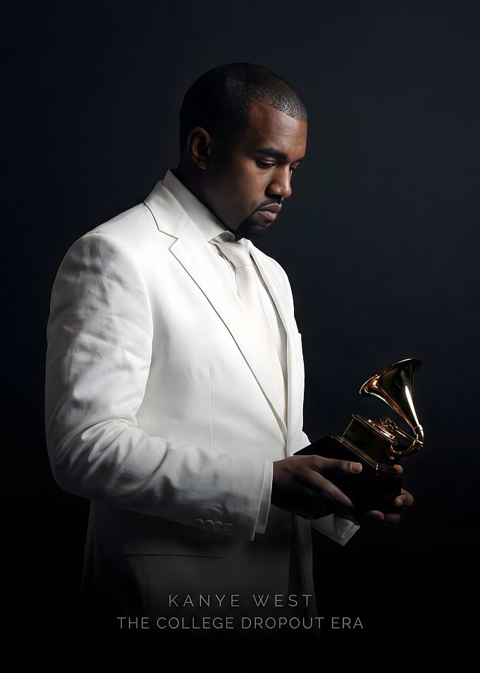 Kanye West with Grammy Award