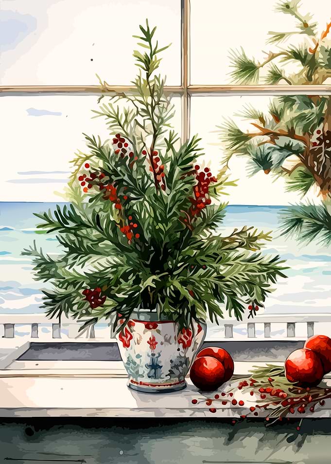 Coastal Christmas Pine Arrangement