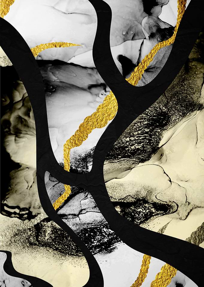 Abstract Black and Gold Marble Art