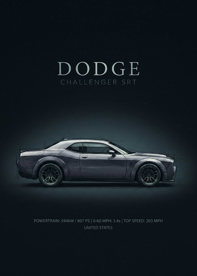 Dodge Challenger SRT Sketch Poster