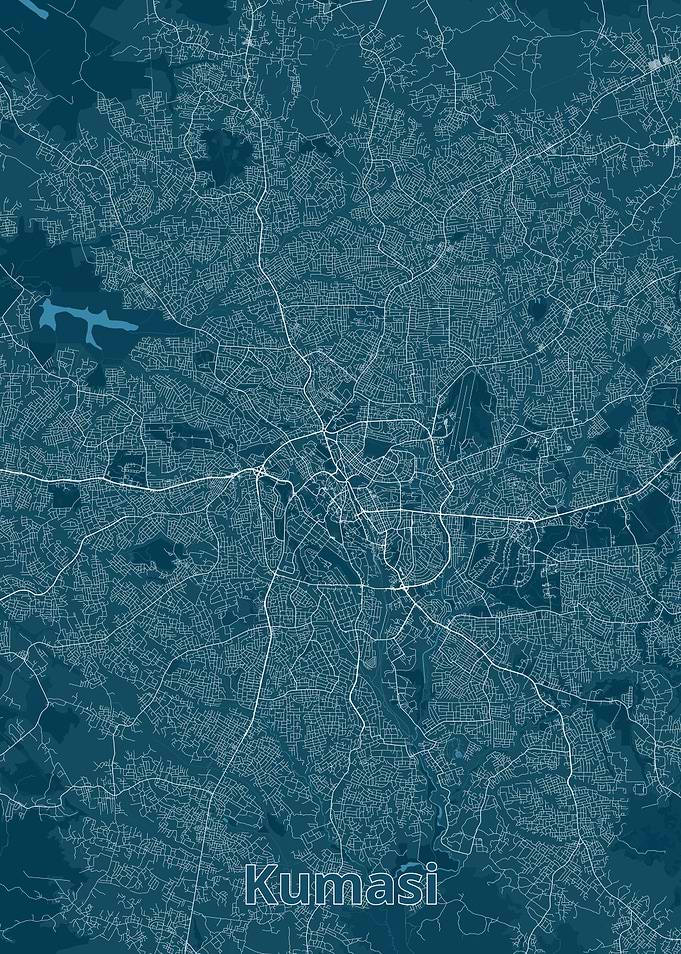 Kumasi City Street Map Poster
