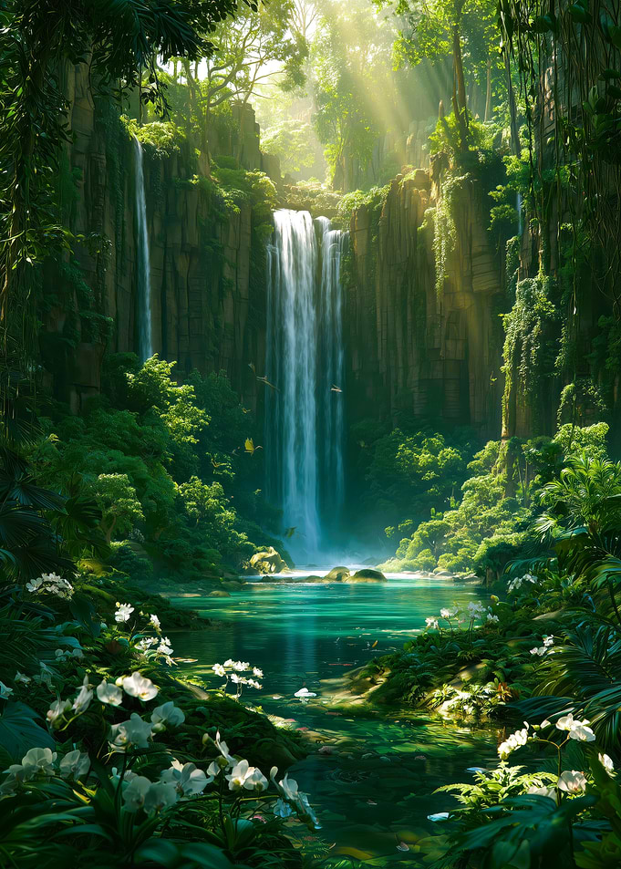 Tropical Waterfall Oasis