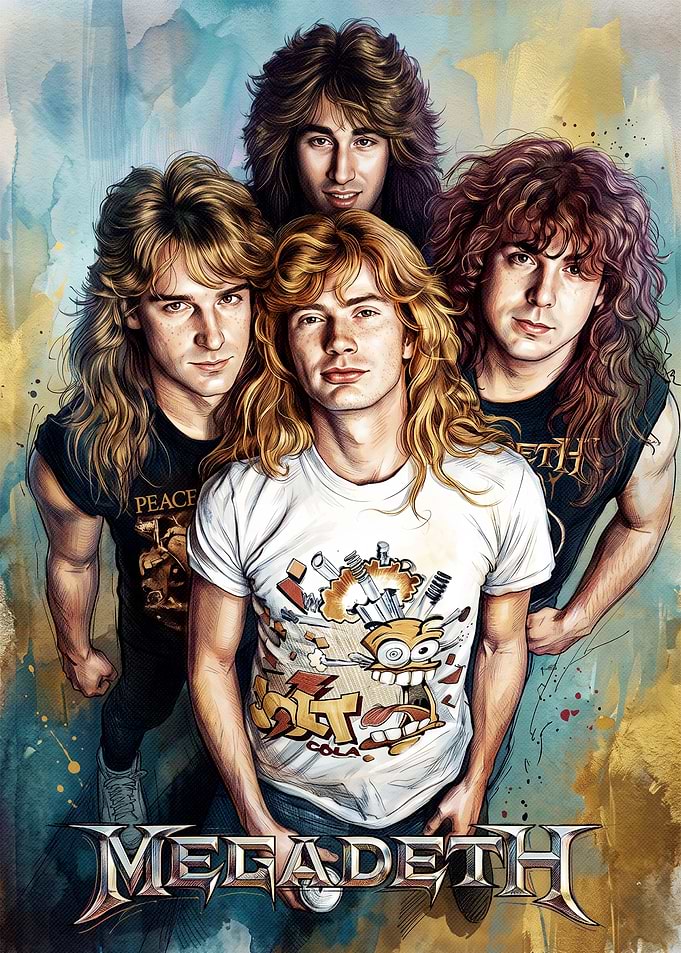 Megadeth Band Members Watercolor Portrait