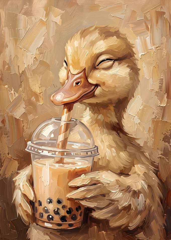 Duckling Drinking Bubble Tea