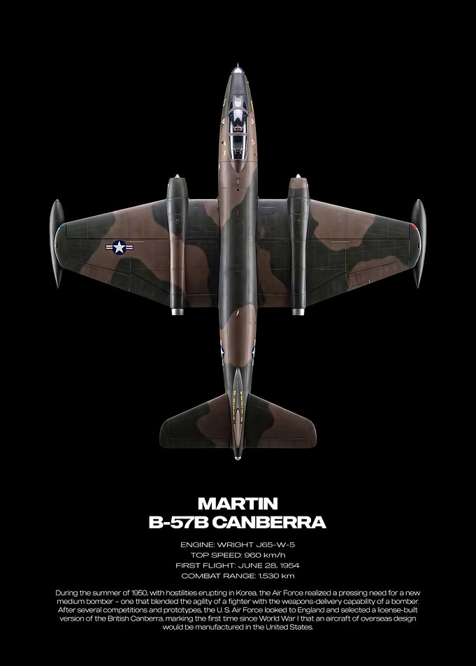 Martin B-57B Canberra Technical Poster