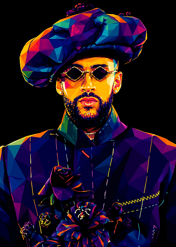 Low Poly Portrait of Bad Bunny