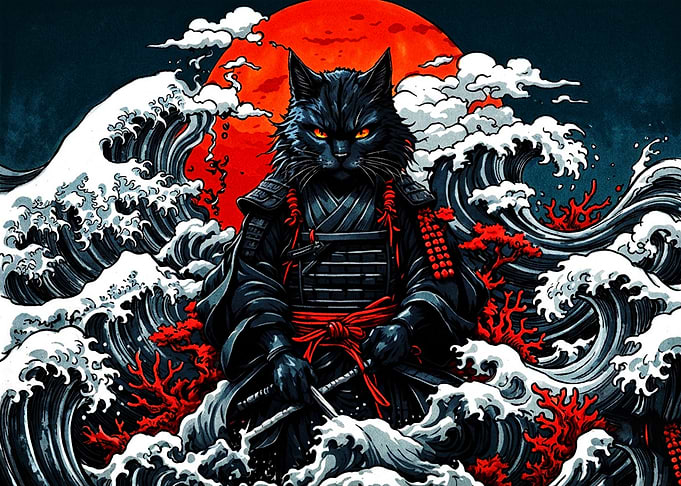 Black Cat Samurai Warrior