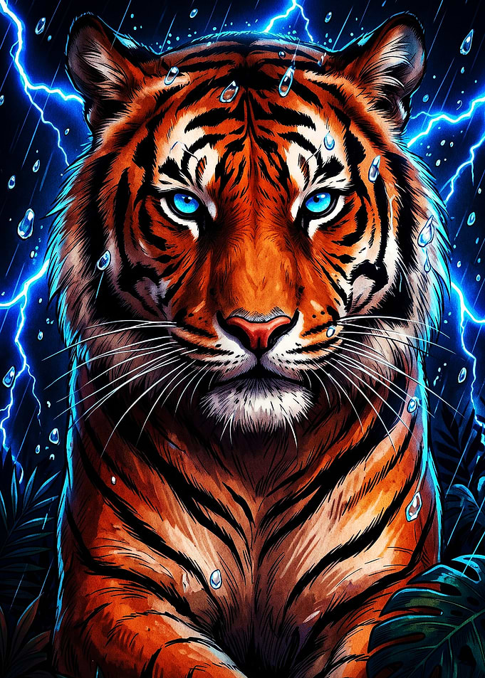 Electric Tiger in the Rain