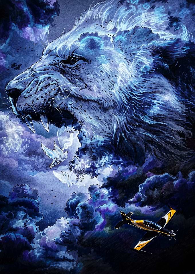 Lion Cloud Spirit and Airplane