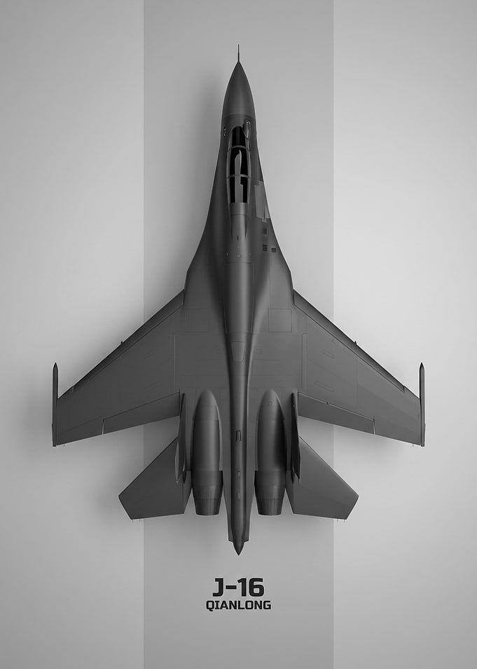 Minimalist J-16 Fighter Jet Poster
