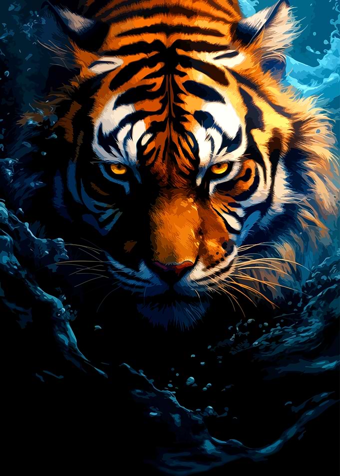Majestic Tiger Emerging From Water