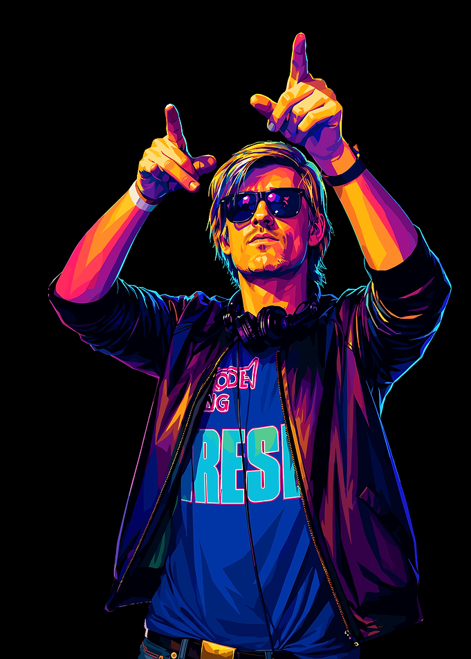 Vibrant Pop Art DJ Kavinsky Portrait