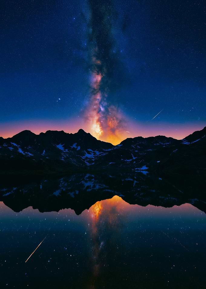 Milky Way Over Mountain Lake