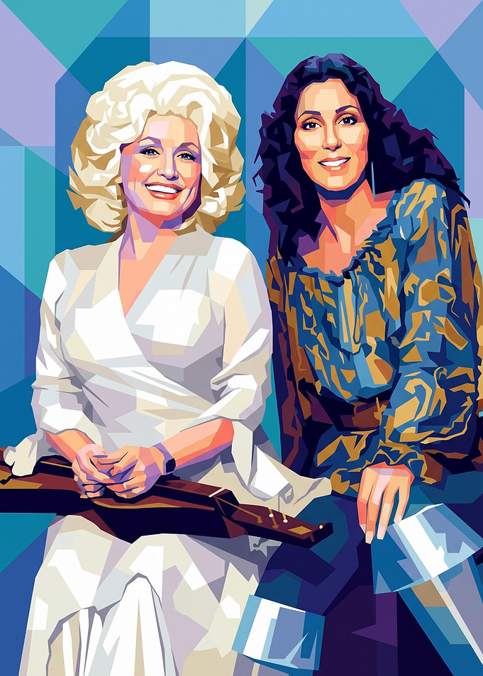 Dolly Parton and Cher Pop Art Poster