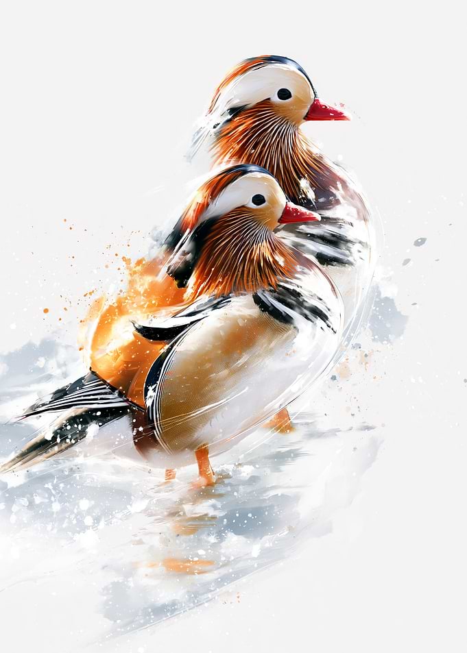 Watercolor Mandarin Ducks Art