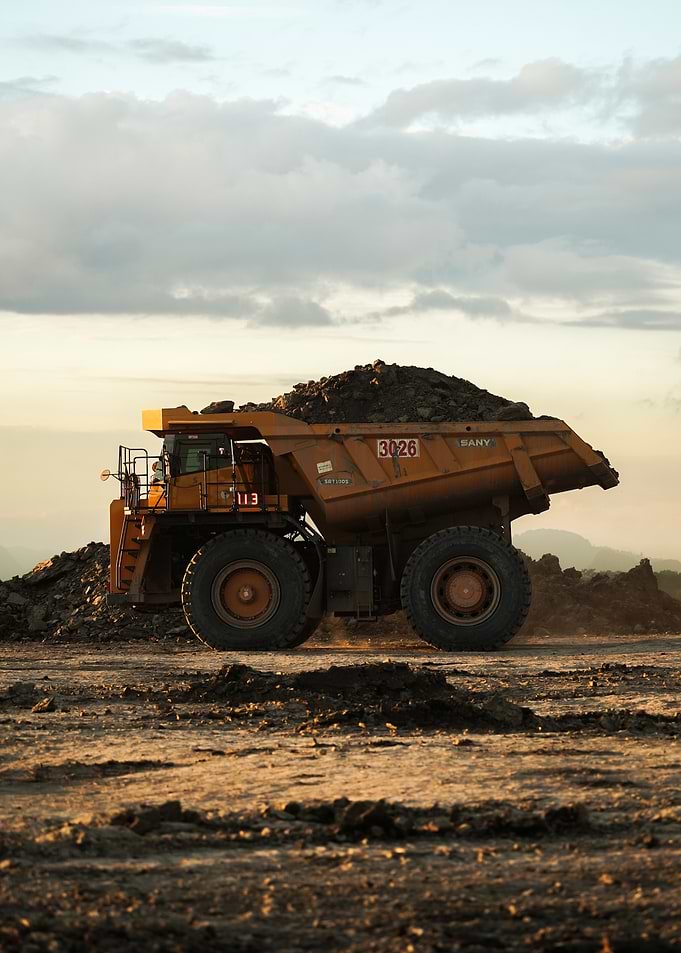 Mining Dump Truck at Sunset