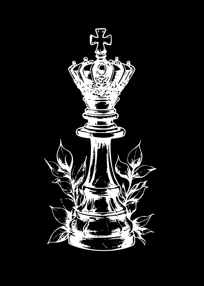 White Chess King with Leaves