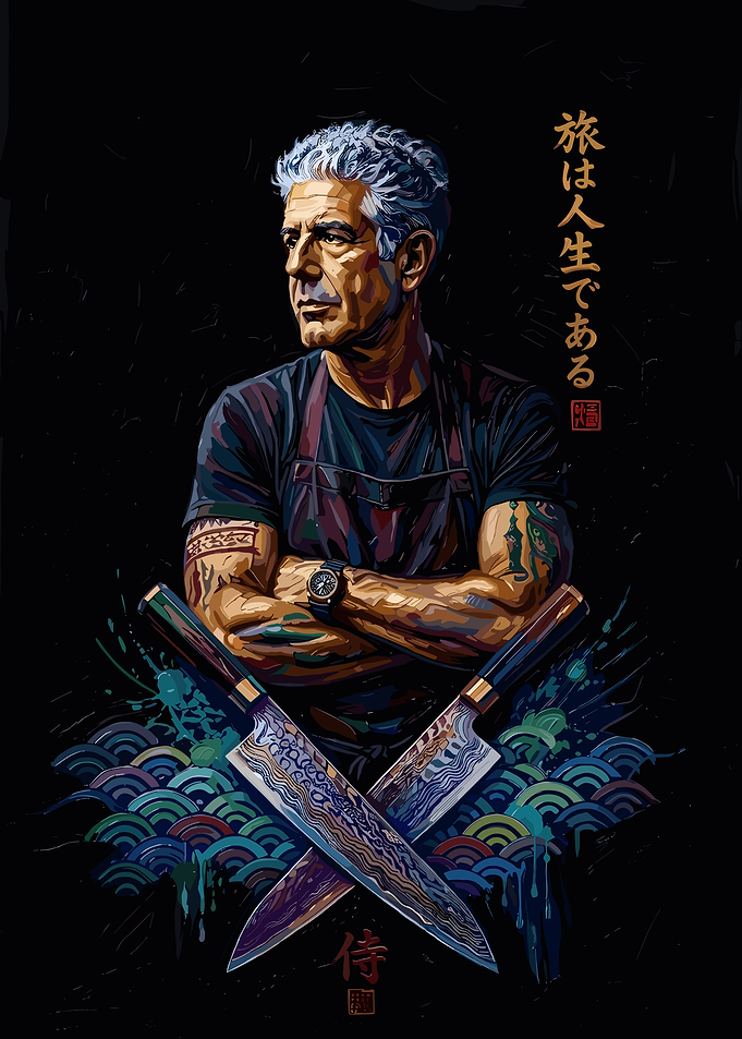 Anthony Bourdain Chef Portrait Illustration