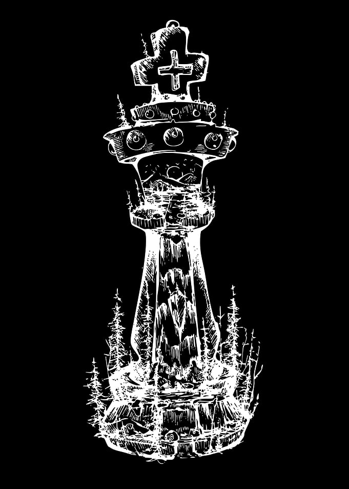 Surreal Chess King Forest Illustration