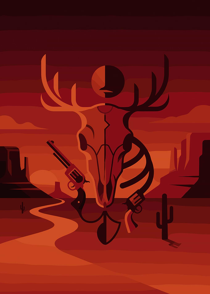 Western Desert Skull and Revolvers