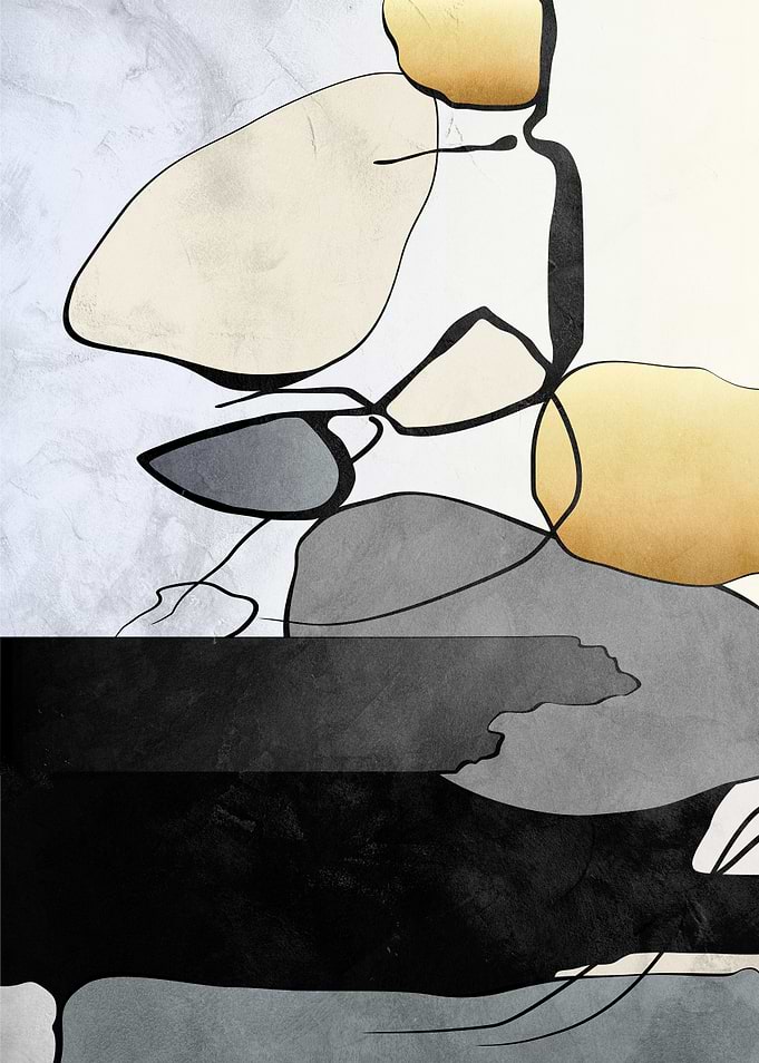 Abstract Gold and Grey Geometric Art