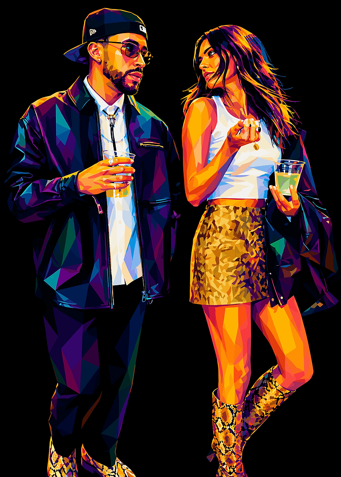 Bad Bunny and Kendall Jenner Pop Art
