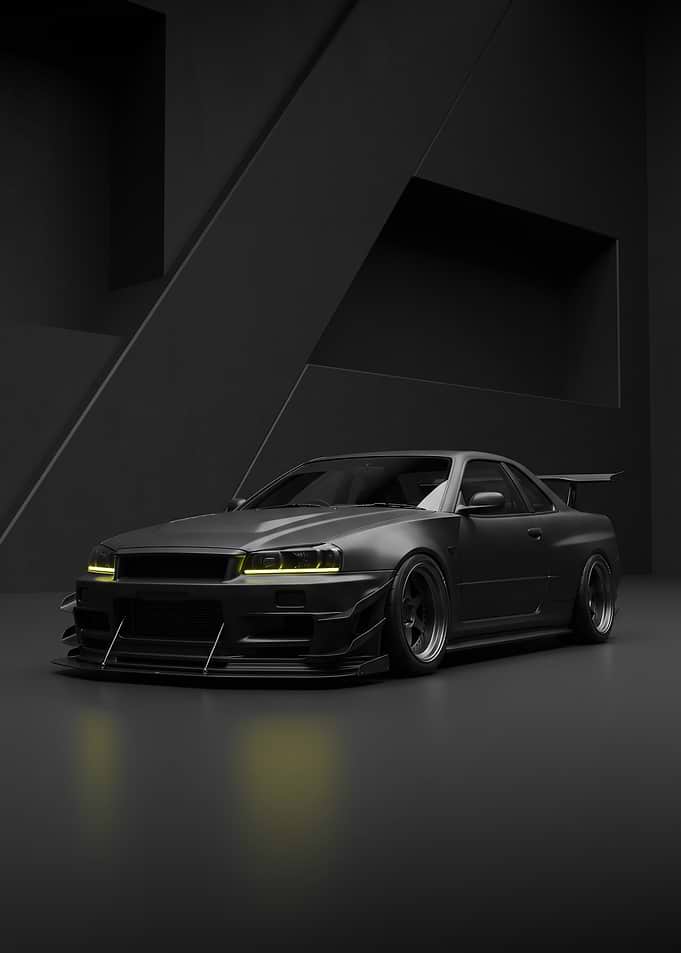 Matte Black Nissan Skyline R34 GT-R