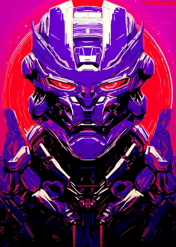 Cybernetic Robot Warrior Portrait