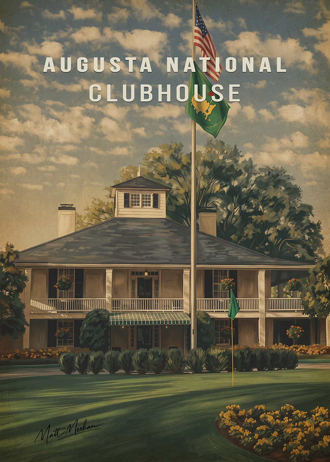 Augusta National Clubhouse Golf Poster