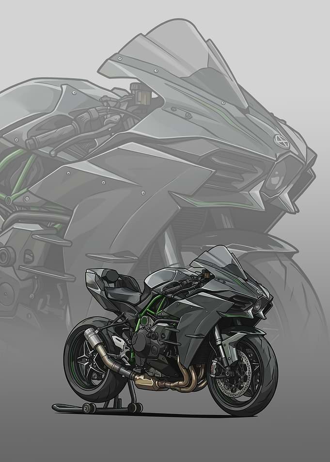Kawasaki Ninja H2 Sportbike Illustration