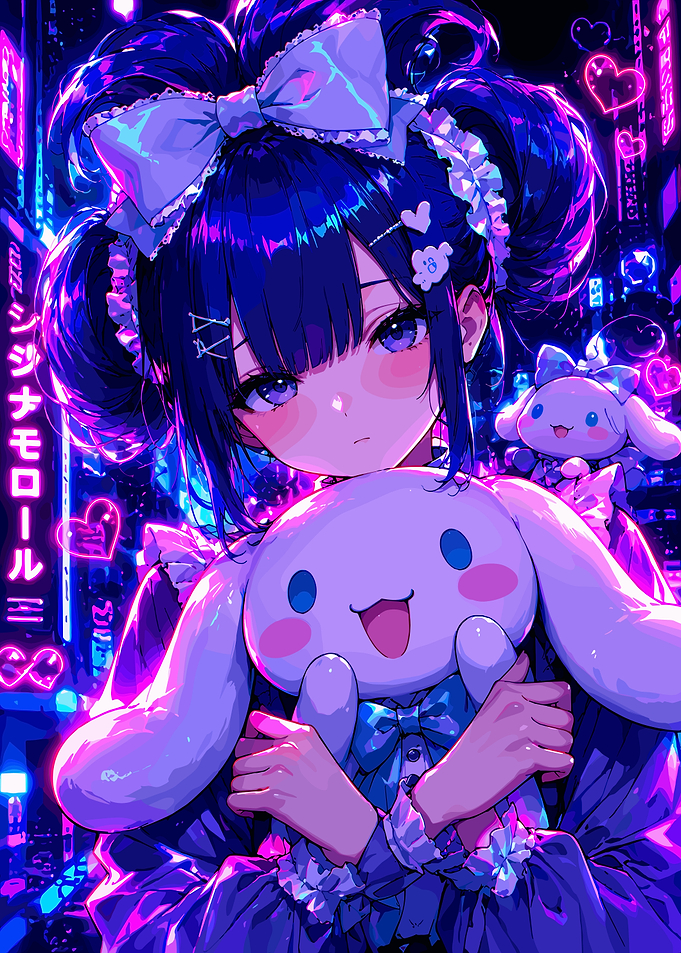 Anime Girl with Cinnamoroll Plushie