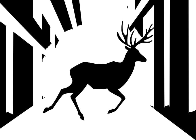 Minimalist Black and White Deer Silhouette