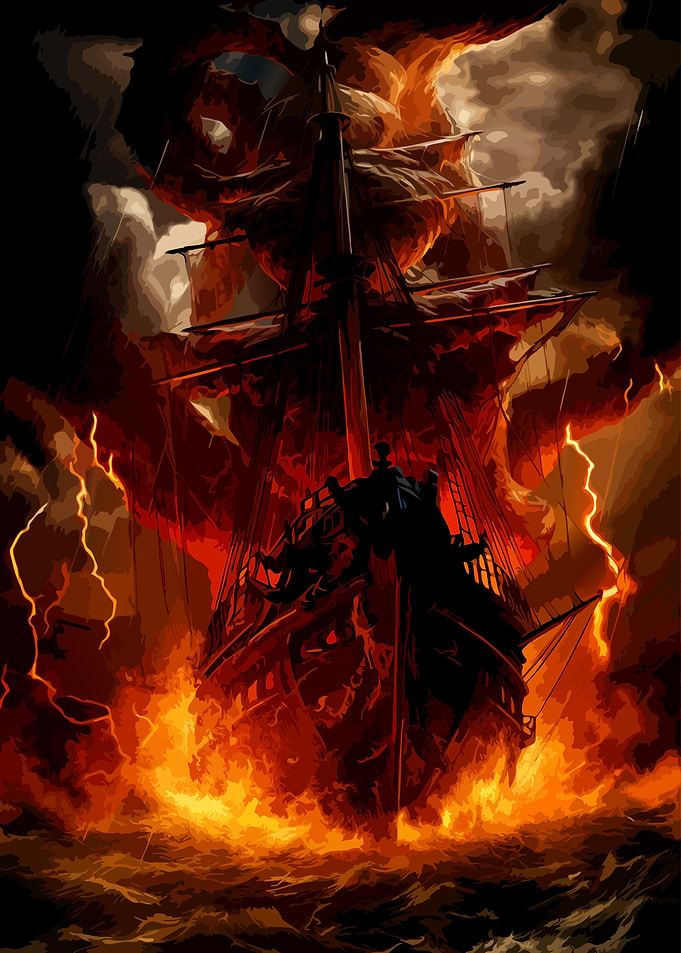 Ghost Ship Engulfed in Hellfire