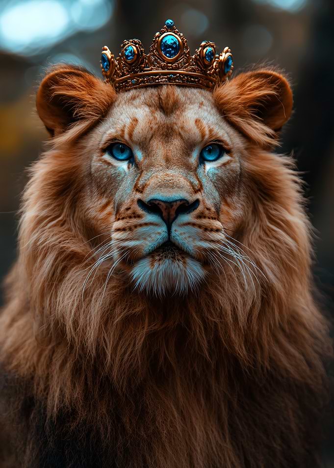 Majestic Lion King with Blue Eyes