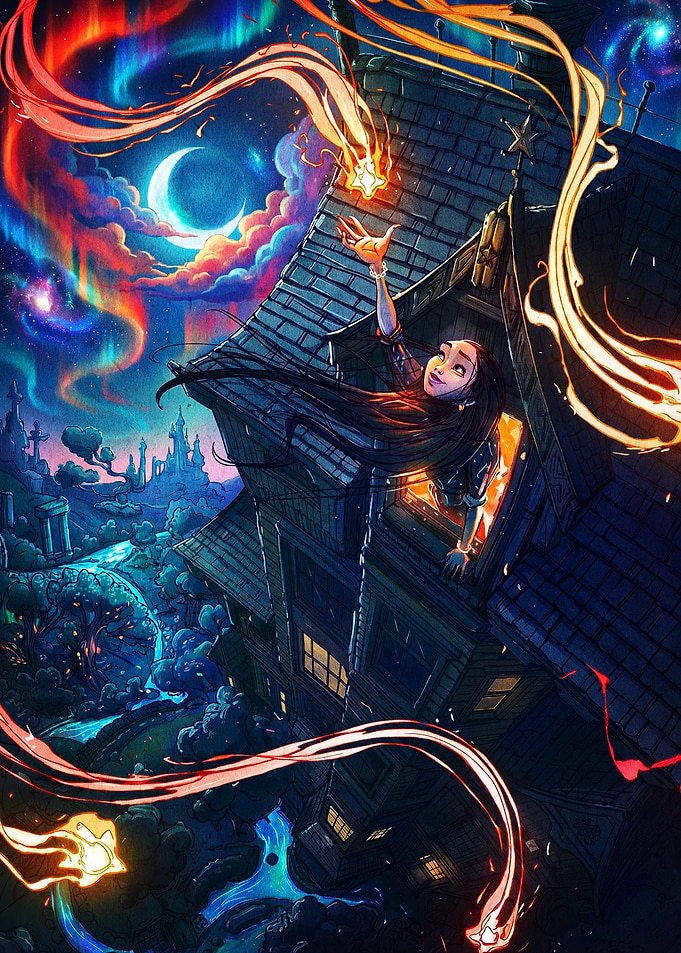 Magical Girl Reaching for Glowing Stars